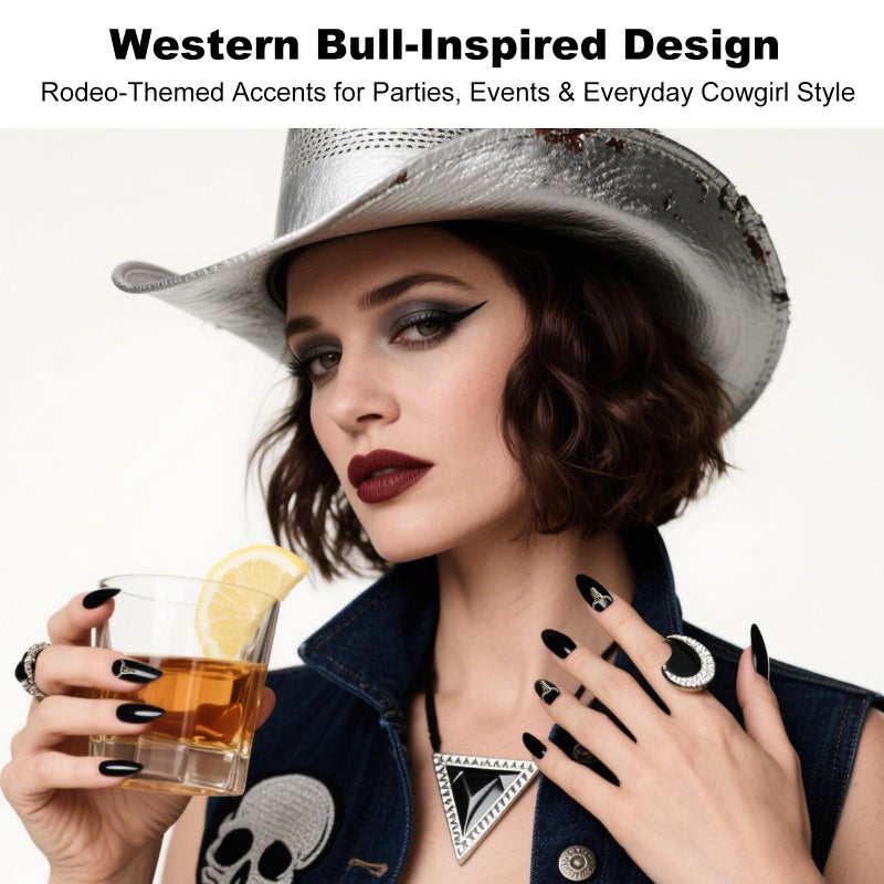 ZGGAZCA 100Pcs Cowboy Nail Charms for Nails Mix Western Rodeo Themed Nail Art Decorations Cowgirl Stickers Minimalist Nail Decals Gold Silver Gunmetal Nail Accessories for Acrylic Designs - Image 3